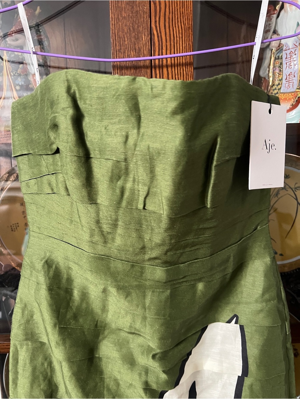 Aje Jasmine Green Column Strapless Linen Midi Dress AU4/US0 NWT - Picture 11 of 16